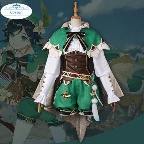 Anime! Genshin Impact Venti Mondstadt Wind God Game Suit Lovely Uniform Cosplay Costume Halloween Party Women Outfit XS-XXL NEW
