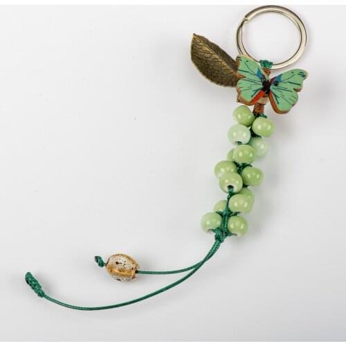 Butterfly Ceramic Beads Key Chain Pendant bag pendants Ceramic Jewelry DIY Key Chains #GY361