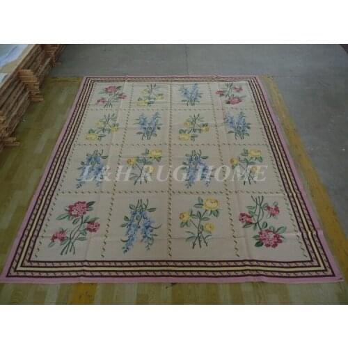 Free shipping 8'x10' needlepoint carpets hand knotted handmade rugs for home decoration