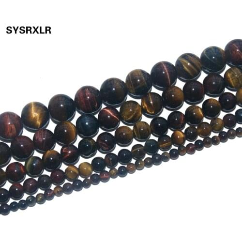 Free Shipping Natural Stone Mixed Colour Tiger Eye Agates Beads Round DIY Bracelet Necklace For Jewelry Making 4 6 8 10 12 MM