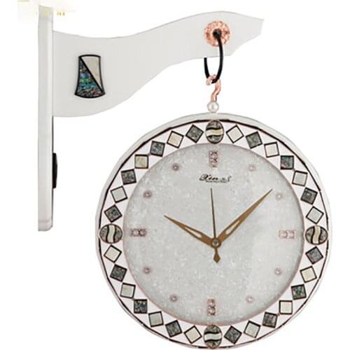 Nordic Simple Clock Double-Sided Wall Clock Living Room Clocks Mute Guess Women Creative Oversized American Retro Decor 50Q329