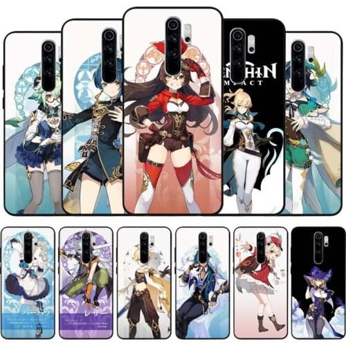Genshin impact black Silicone Phone Case For Redmi note 9 8 7 Pro S 8T 7A Cover