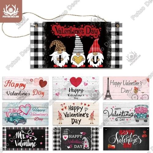 Putuo Decor 2021 Valentines Day Wooden Sign Decoration Home Sweet Love Wood Wall Door Hanging Sign Valentines Day Present Gift