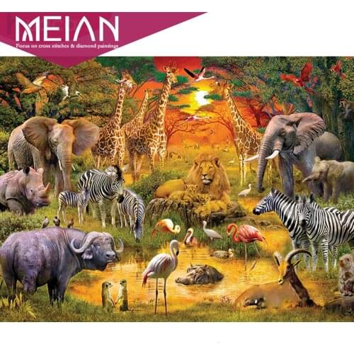 Meian Animal Full Drill Square Diamond Painting 5d Animal New Arrival Diamond Art Embroidery Home Decoration Gift