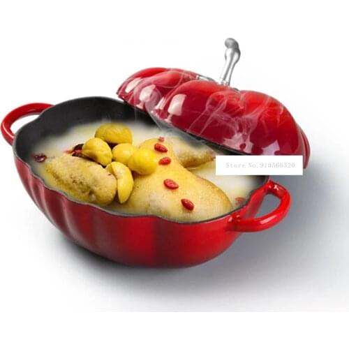 BCA20B Household Tomato Shape Cast Iron 27cm Enamel Cooking Stew Soup Pot Thickened Flat Base Saucepan Induction Cooker