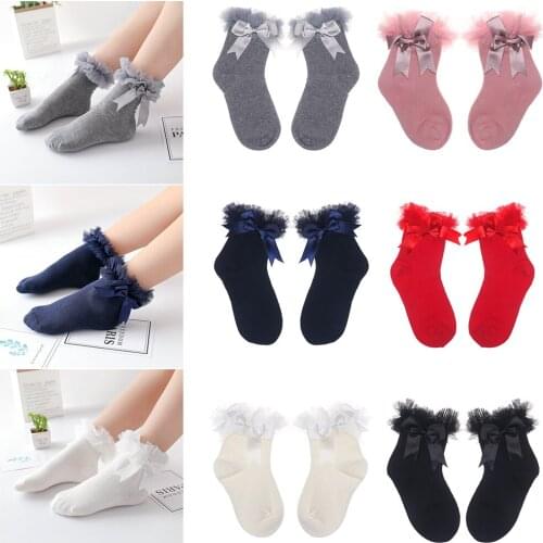 Lace ruffled lace socks for babies newborn Knee high sock babies Breathable soft ankle socks for kids girl wear princess style