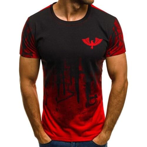 Summer Men Short sleeve Casual T shirt Men Gradient Streetwear Male Hip Hop Mens T-shirt Size M-5XL