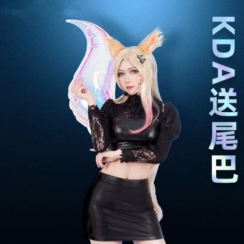2021 Hot Game League of Legends Cosplay Costume PU Suit The Baddest KDA Ahri LOL K/DA For Christmas Anime Shows New Brand