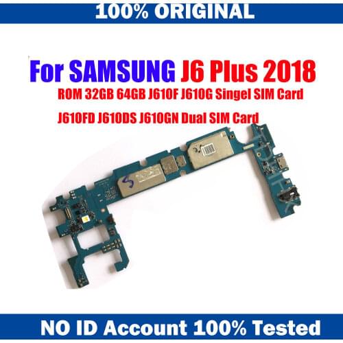 32GB 64GB Logic Boards Official Version Full Chips Mainboard Unlocked For Samsung Galaxy J6 2018 J610F J610FD Motherboard