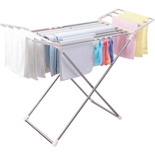 BYN Metal Wing Style Foldable Clothes Drying Racks for Laundry Indoor Outdoor Collapsible Towel Rod Rack with Socks Clip DQ1808