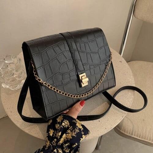 Fashion leather Square crossbody shoulder bag women 2021 female small black Underarm Messenger Chain bags inexpensive handbags
