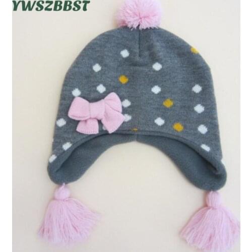 New Fashion Crochet Baby Hat for Girls Kids Hats with Bow Baby Girl Hat Autum Winter Baby Caps Knit Infant Caps