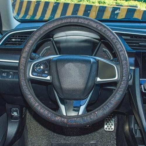 New PU Leather Steering Wheel Cover Shining Paillette Universal Fit 15 Inch Car Steering Wheel Protector for Girls