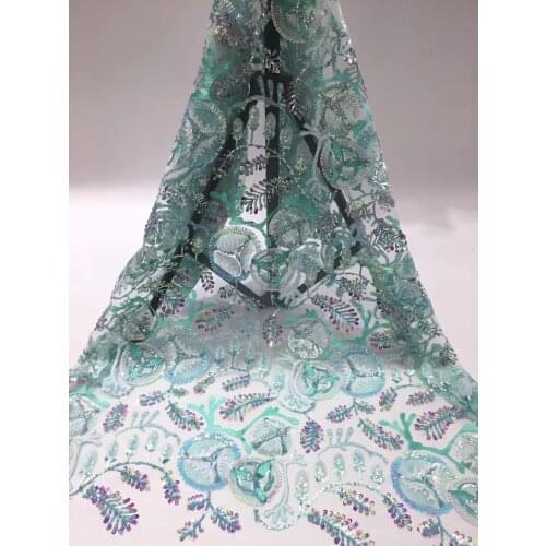 2020 latest African lace fabric embroidery Nigeria sequin lace high quality French tulle lace fabric for wedding R39651