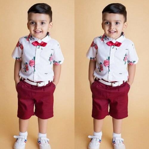 Baby Boy Kids Wedding Formal Suit Bowtie Gentleman Tops+Shorts Outfit Clothes 1-7Y