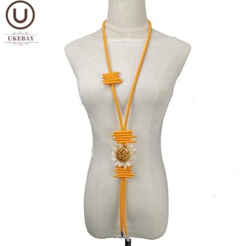 UKEBAY New Flower Pendant Necklaces Female Handmade Bohemia Clothes Necklace Rubber Jewelry Fashion Gothic Accessories Wholesale