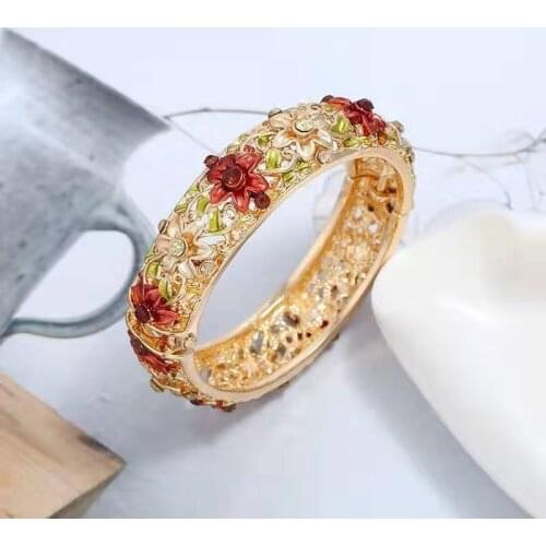 Cloisonne Bracelet Wide Hand Painted Hand Jewelry Feature Travel Souvenir