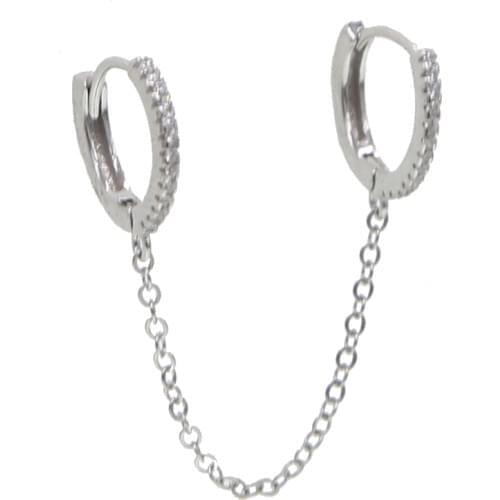 Authentic 925 sterling silvler tassel chain earring girlfriend gift fine silver jewelry double drop chain cz ear wire earrings