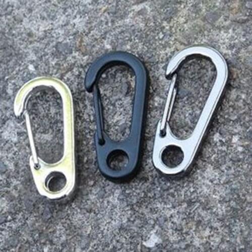 Outdoor camping EDC Gear stainless steel key chain quick release mini spring hanging buckle Clasps Clips Hook climbing tool J076