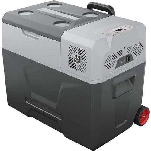 Portable Refrigerator 42 Quart(40 Liter) with Trolley for Driving, Travel, Fishing, 12/24V DC and 110-240V