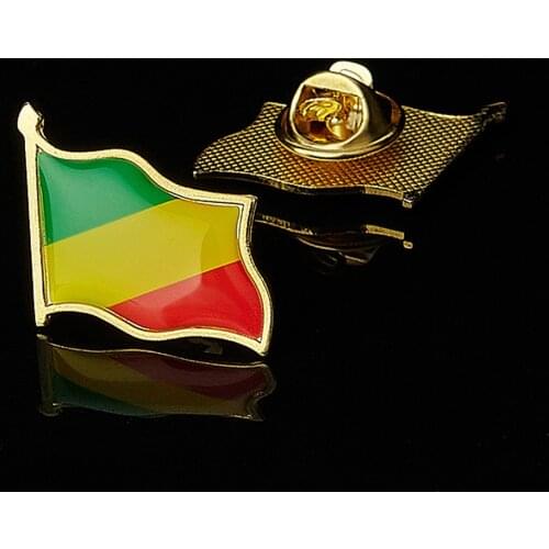 Republic of the Congo African Country National Flag Gold Plated Badge Friendship Pin Brooch