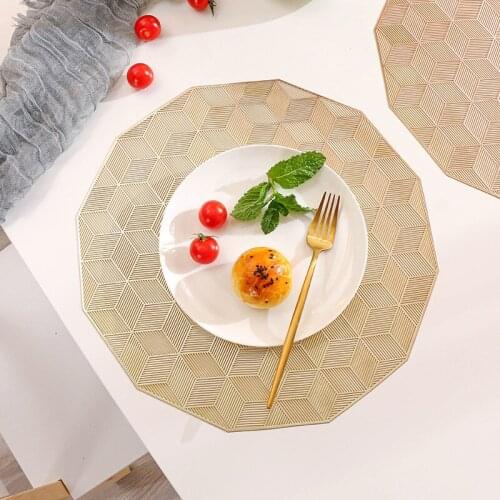 PVC Geometric Hollow Placemat Western Dining Table Bowl Mats Anti-scalding Insulation Pads Coasters Hotal Restaurant Home Decor