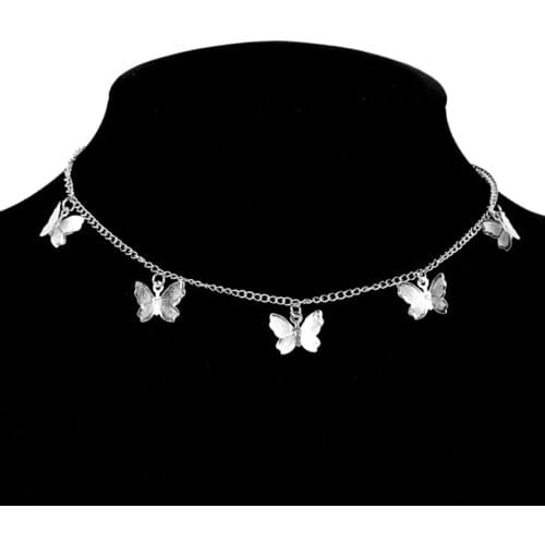 Alloy Butterfly Pendant Necklace for Women Bear Moon Star Charm Choker Necklaces Boho Neck chain Jewelry Silver Gold Collar Gift