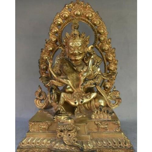 Tibet Tibetan Buddhism Bronze Yellow Jambhala Wealth God Mammon Buddha Statue