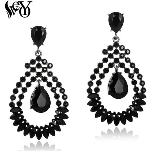 VEYO Hollow out Crystal Dangle Earrings for Women Luxury wedding Rhinestone Earrings Fashion Jewelry Gift