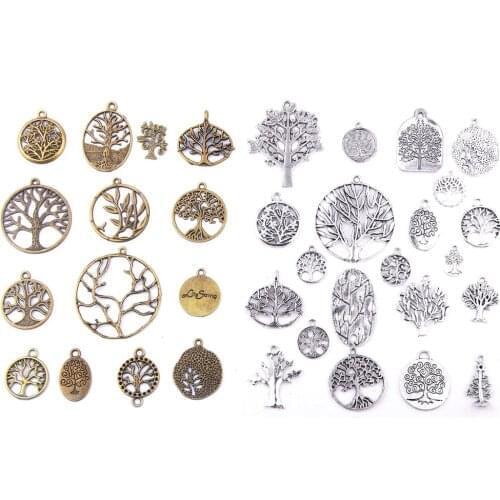 35pcs/set Vintage Metal Mixed Tree Charms Pendant Retro Leaf Charms Fashion Accessories DIY Handmade Charms for Jewelry Making