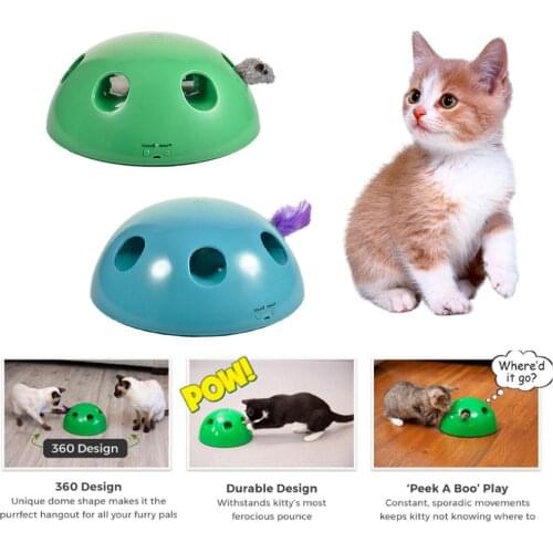 Funny Cat Toy Rechargable With Battery 360 Dome Shape Light Motion Toy Plush Feather Mouse Tease Electronic Pet Interactive Toy