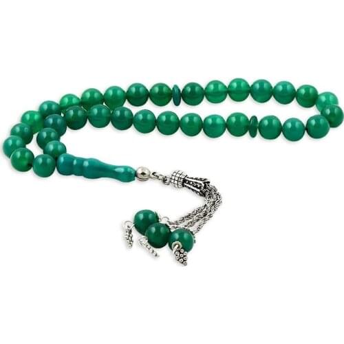 Green Agate Handmade Rosary with Sphere Shaped