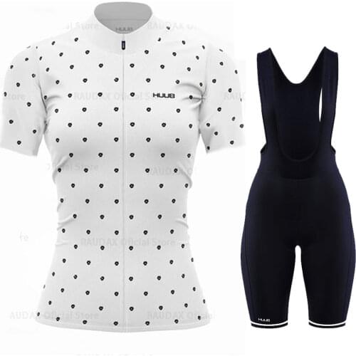 Women Cycling Clothing 2021 HUUB Pro Team Cycling Jersey Summer Short Sleeves 19D Bib Pant Set Female Breathable MTB Bike Wear