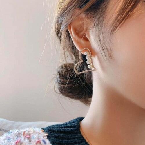 ZDMXJL 2021Trend aesthetic Womens Earrings Lovely Hollow Out Heart Pearl charms Wedding stainless steel jewelry free shipping