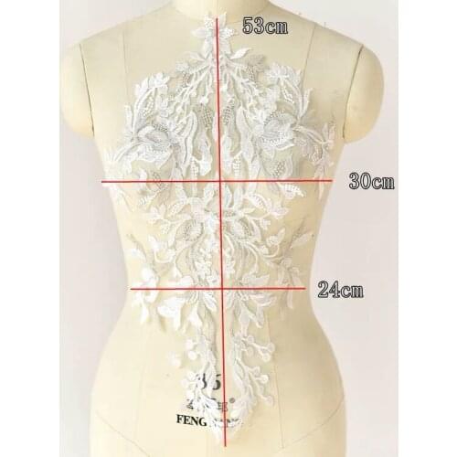 1 Piece Vintage 53cm*30cm Embroidery Large Lace Applique For DIY Wedding Dress, Neckline Collar, Costume Design