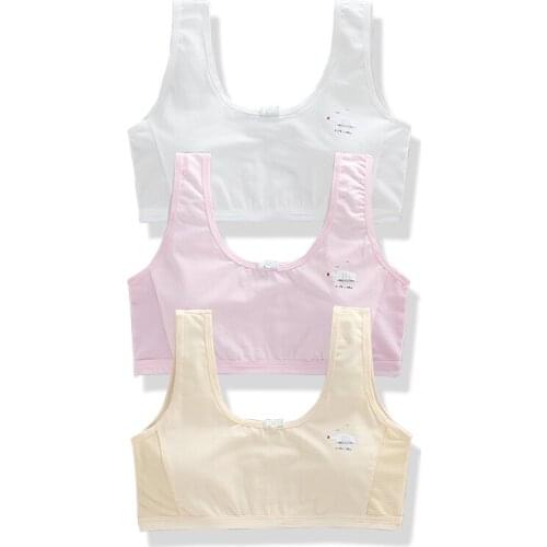 3Pcs/Lot Puberty Cotton Young Girls Vest Top Training Kids Bra Student Teen Adolescent Underwear Bra Children for 8-18 Years Old