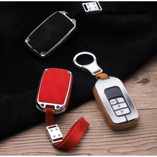 Car Suede Leather Key Case Cover Chain Pocket For Honda Accord Civic CRV CR-V Pilot Vezel XRV CRIDER Crosstour 3/4 Smart Fob Key