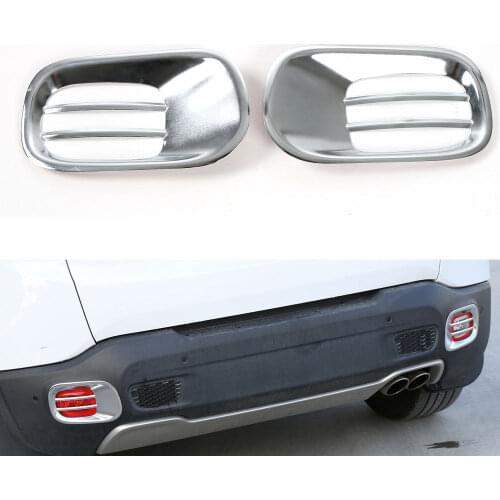 BBQ@FUKA 2pcs Metal Car Rear Tail Fog Light Lamp Decor Cover Trim Styling Sticker Fit For Jeep Renegade 2015-2016