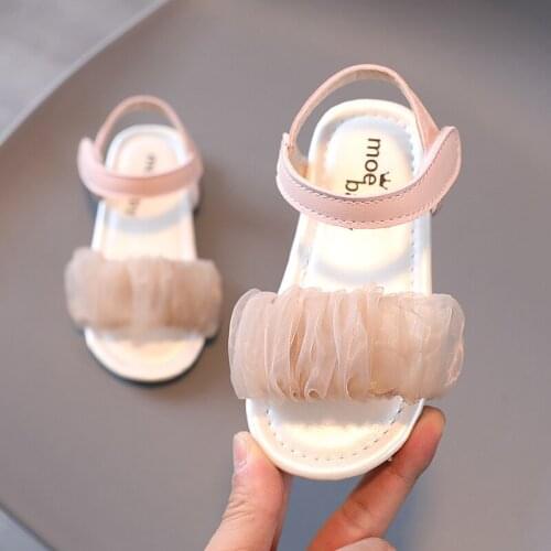 2021 new 2-8 years old childrens open-toed sweet girl chiffon girls sandals non-slip fashion beach shoes