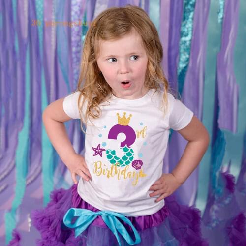 Kids Girls T-shirt for happy Birthday t shirt Summer Children shirts Cartoon Funny T Shirt kid Tshirt 3 4 5 6 7 8 9 Year Present