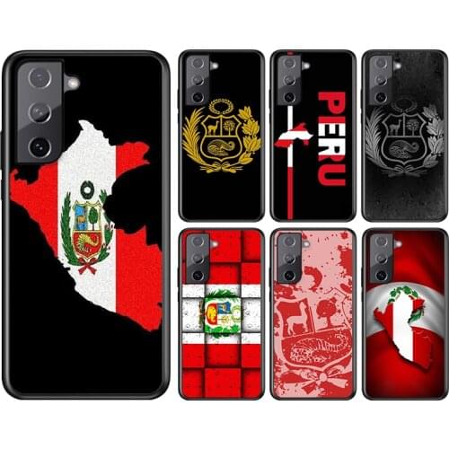 Peru Flag For Samsung Galaxy S21 S20FE S10 S10e S9 S8 S7 S6 Ultra Plus Lite Edge 5G Black Soft Phone Case