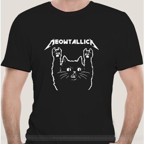 Cat Meowtallica Cat Rock Music Men T-Shirt Gift Funny Anime T-shirt Aesthetic Harajuku Tee Shirt Short Sleeve Unisex Tops