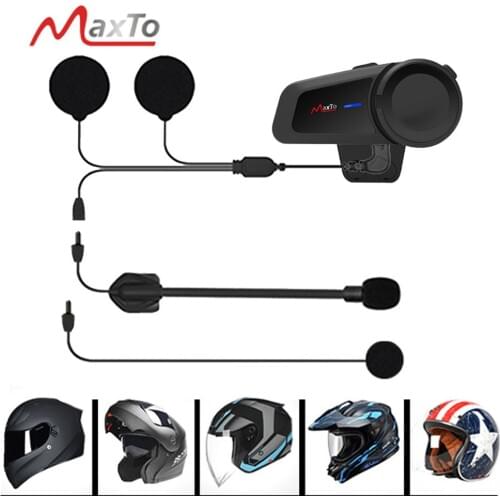 Maxto M2 Waterproof 1000M Universal Motorcycle for Full/Half Face Bluetooth 5.0 FM MP3 Helmet Casco Intercom Interphones Headset