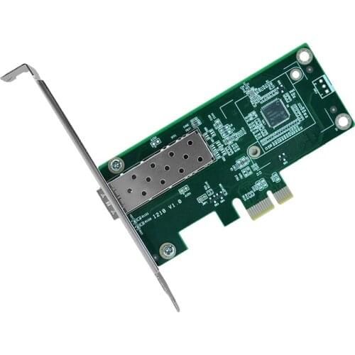 PCI-E Gigabit Fiber Server Network Card for I210AS Single Optical Port SFP LC Compatible Single/Multimode NIC