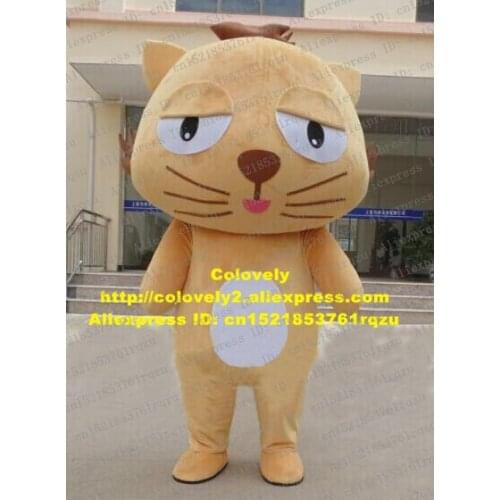 Sweatful Brown Gawk Dinga Cat Kitten Mascot Costume Cartoon Character Mascotte Adult White Belly Brown Jumpsuits No.zz2865 FS