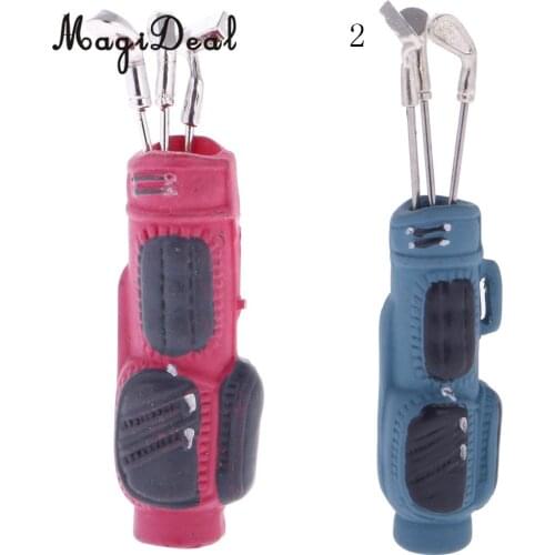 MagiDeal 1Set Metal 1/12 Scale Dollhouse Miniature Accessory Golf Bag with 3 Sticks for Dolls House Decoration Toys