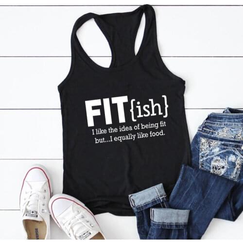 Fit-ish Definition Tanks Fitness Vest Funny Workout Casual 100%Cotton Tank Tops Running Vest Exercise Top Gift For Her