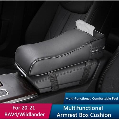 TAJIAN Interior Modification Decoration Multifunctional Tissue Box Cushion Leather Raised Case For Toyota RAV4/Wildlander 20-21