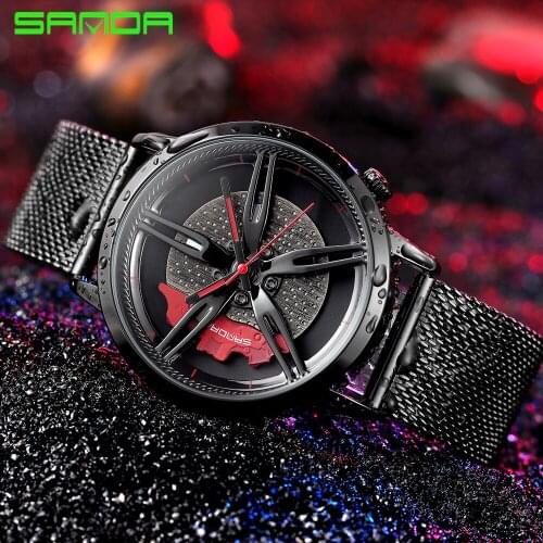 Fashion Mens Car Watches Luxury Stainless Steel Waterproof Watch Men Quartz Wheel Wrist Watches Male Clock relogio masculino