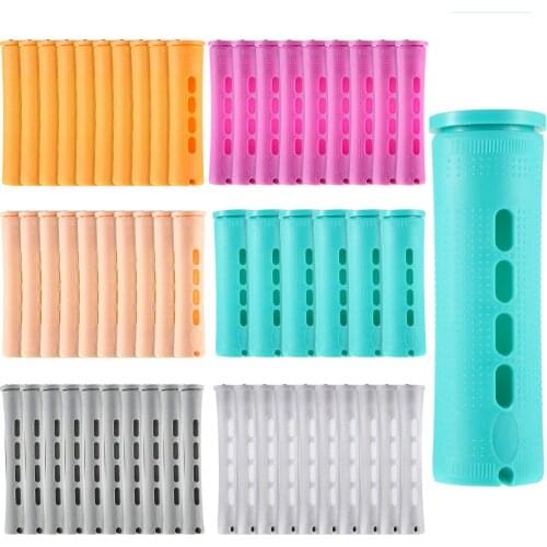 56 Pieces Hair Perm Rods Set Hair Rollers Plastic Cold Wave Rods Perming Rods Curlers Hairdressing Styling Tool (Assorted Size)